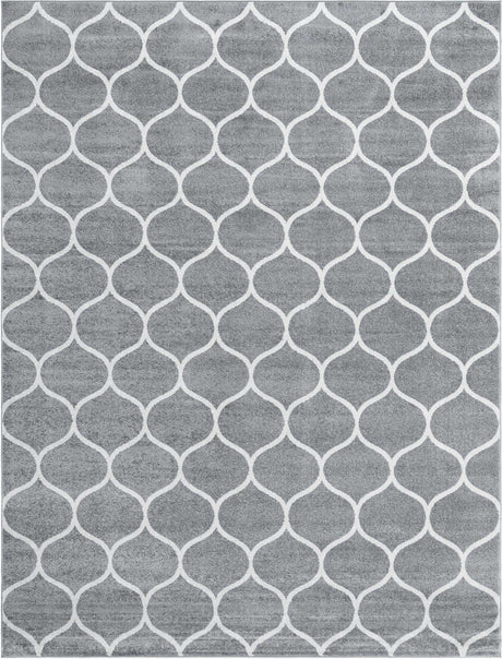 Light Gray 9' x 12' Trellis Frieze Rectangle Area Rug Geometric Modern Unique Stain Resistant Easy Clean Carpet for Living, Dining, Bedrooms, Office for Sale at Rug Engine