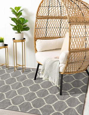 Light Gray 4' 1 x 6' 1 Trellis Frieze Rectangle Area Rug Geometric Modern Unique Stain Resistant Easy Clean Carpet for Living, Dining, Bedrooms, Office for Sale at Rug Engine