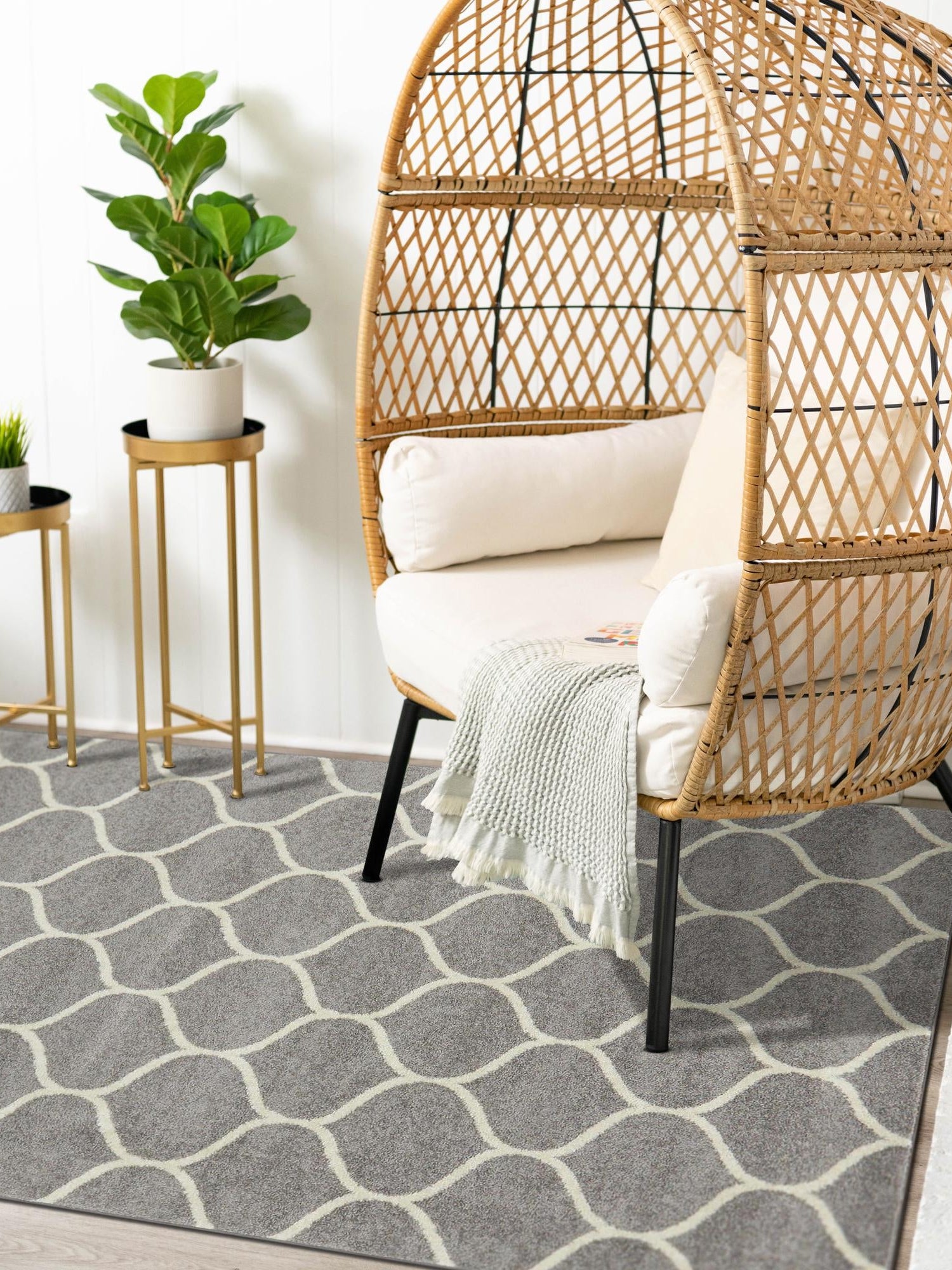 Light Gray 5' 3 x 8' Trellis Frieze Rectangle Area Rug Geometric Modern Unique Stain Resistant Easy Clean Carpet for Living, Dining, Bedrooms, Office for Sale at Rug Engine