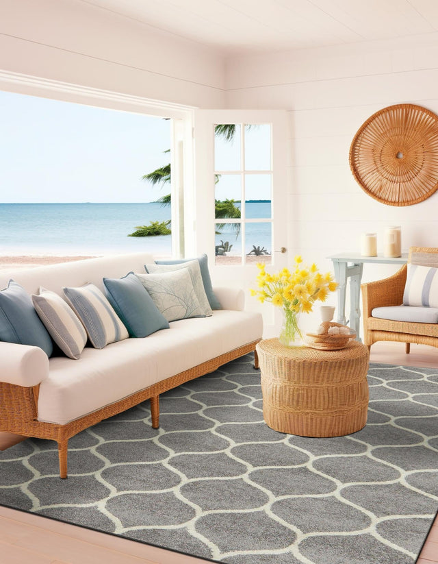 Light Gray 6' 1 x 9' Trellis Frieze Rectangle Area Rug Geometric Modern Unique Stain Resistant Easy Clean Carpet for Living, Dining, Bedrooms, Office for Sale at Rug Engine