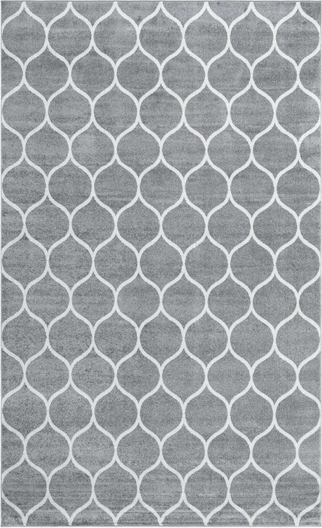Light Gray 5' 3 x 8' Trellis Frieze Rectangle Area Rug Geometric Modern Unique Stain Resistant Easy Clean Carpet for Living, Dining, Bedrooms, Office for Sale at Rug Engine