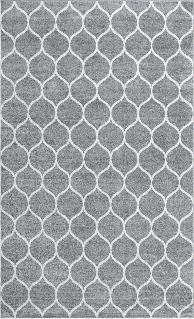 Light Gray 5' 3 x 8' Trellis Frieze Rectangle Area Rug Geometric Modern Unique Stain Resistant Easy Clean Carpet for Living, Dining, Bedrooms, Office for Sale at Rug Engine
