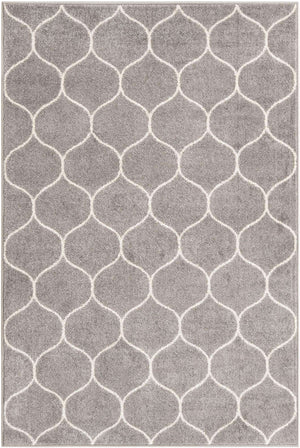 Light Gray 4' 1 x 6' 1 Trellis Frieze Rectangle Area Rug Geometric Modern Unique Stain Resistant Easy Clean Carpet for Living, Dining, Bedrooms, Office for Sale at Rug Engine