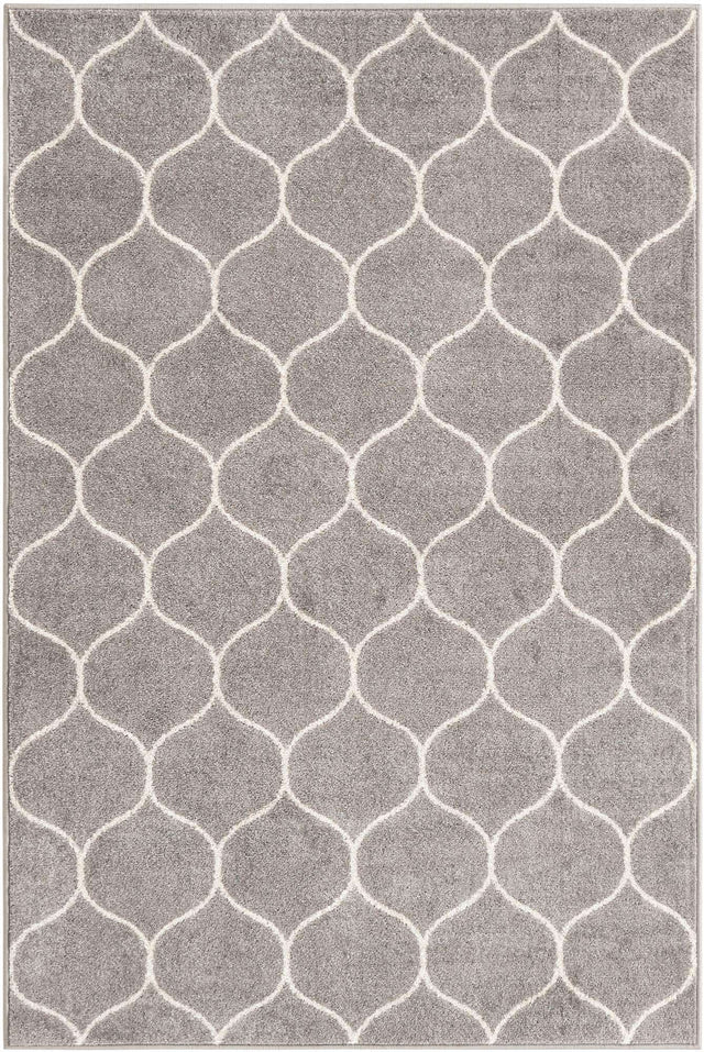 Light Gray 4' 1 x 6' 1 Trellis Frieze Rectangle Area Rug Geometric Modern Unique Stain Resistant Easy Clean Carpet for Living, Dining, Bedrooms, Office for Sale at Rug Engine