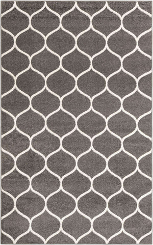 Dark Gray 5' 3 x 8' Trellis Frieze Rectangle Area Rug Geometric Modern Unique Stain Resistant Easy Clean Carpet for Living, Dining, Bedrooms, Office for Sale at Rug Engine