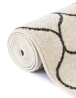 Ivory 7' 10 x 11' Trellis Frieze Rectangle Area Rug Geometric Modern Unique Stain Resistant Easy Clean Carpet for Living, Dining, Bedrooms, Office for Sale at Rug Engine