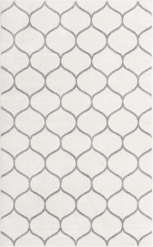 Ivory 5' 3 x 8' Trellis Frieze Rectangle Area Rug Geometric Modern Unique Stain Resistant Easy Clean Carpet for Living, Dining, Bedrooms, Office for Sale at Rug Engine