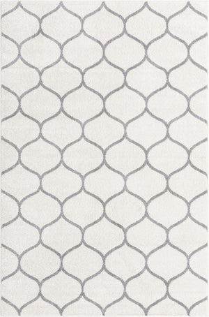 Ivory 4' 1 x 6' 1 Trellis Frieze Rectangle Area Rug Geometric Modern Unique Stain Resistant Easy Clean Carpet for Living, Dining, Bedrooms, Office for Sale at Rug Engine