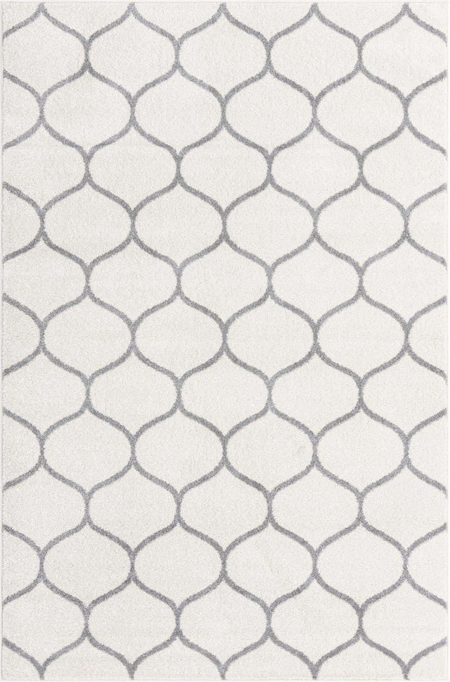 Ivory 4' 1 x 6' 1 Trellis Frieze Rectangle Area Rug Geometric Modern Unique Stain Resistant Easy Clean Carpet for Living, Dining, Bedrooms, Office for Sale at Rug Engine