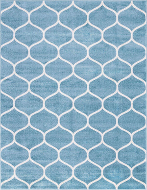 Light Blue 8' x 10' Trellis Frieze Rectangle Rug