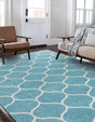 Light Blue 10' x 14' 1 Trellis Frieze Rectangle Area Rug Geometric Modern Unique Stain Resistant Easy Clean Carpet for Living, Dining, Bedrooms, Office for Sale at Rug Engine