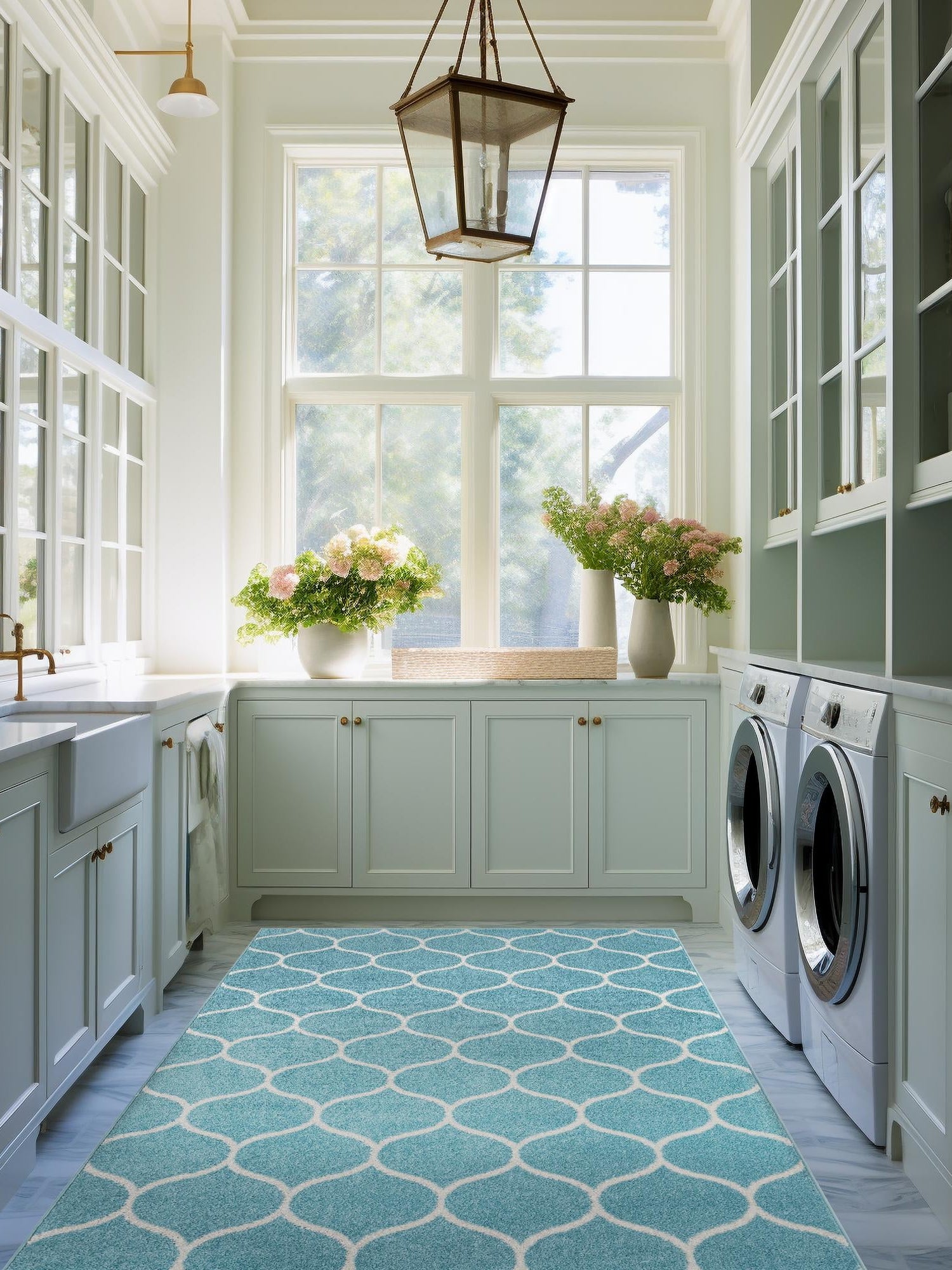 Light Blue 7' 10 x 10' Trellis Frieze Rectangle Area Rug Geometric Modern Unique Stain Resistant Easy Clean Carpet for Living, Dining, Bedrooms, Office for Sale at Rug Engine