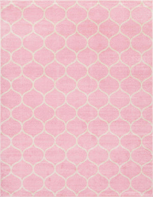 Light Pink 7' 10 x 10' Trellis Frieze Rectangle Area Rug Geometric Modern Unique Stain Resistant Easy Clean Carpet for Living, Dining, Bedrooms, Office for Sale at Rug Engine