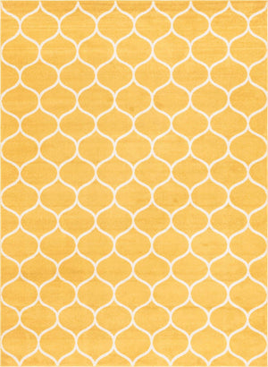 Yellow 9' x 12' Trellis Frieze Rectangle Area Rug Geometric Modern Unique Stain Resistant Easy Clean Carpet for Living, Dining, Bedrooms, Office for Sale at Rug Engine