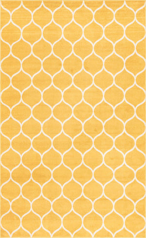 Yellow 5' 3 x 8' Trellis Frieze Rectangle Area Rug Geometric Modern Unique Stain Resistant Easy Clean Carpet for Living, Dining, Bedrooms, Office for Sale at Rug Engine