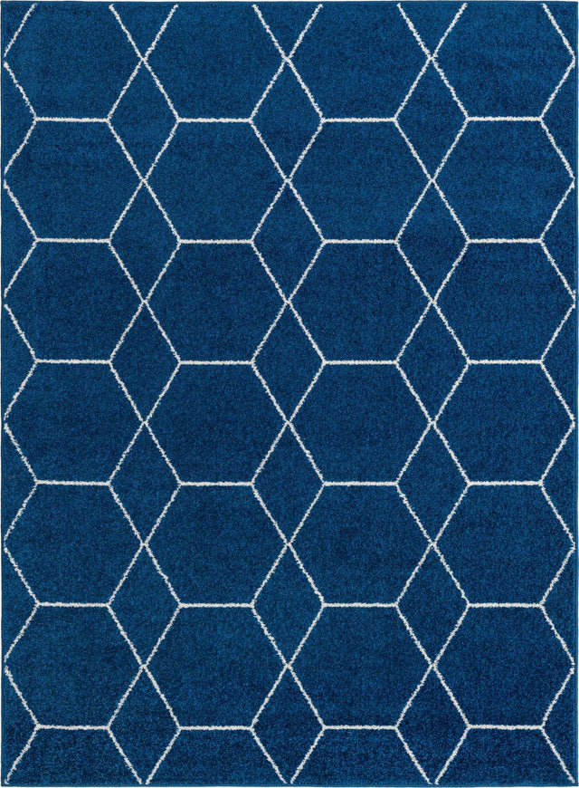 Navy Blue 9' x 12' 2 Trellis Frieze Rectangle Rug