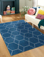 Navy Blue 10' x 13' 1 Trellis Frieze Rectangle Area Rug Geometric Modern Unique Stain Resistant Easy Clean Carpet for Living, Dining, Bedrooms, Office for Sale at Rug Engine