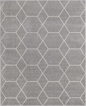 Light Gray 7' 10 x 10' Trellis Frieze Rectangle Area Rug Geometric Modern Unique Stain Resistant Easy Clean Carpet for Living, Dining, Bedrooms, Office for Sale at Rug Engine