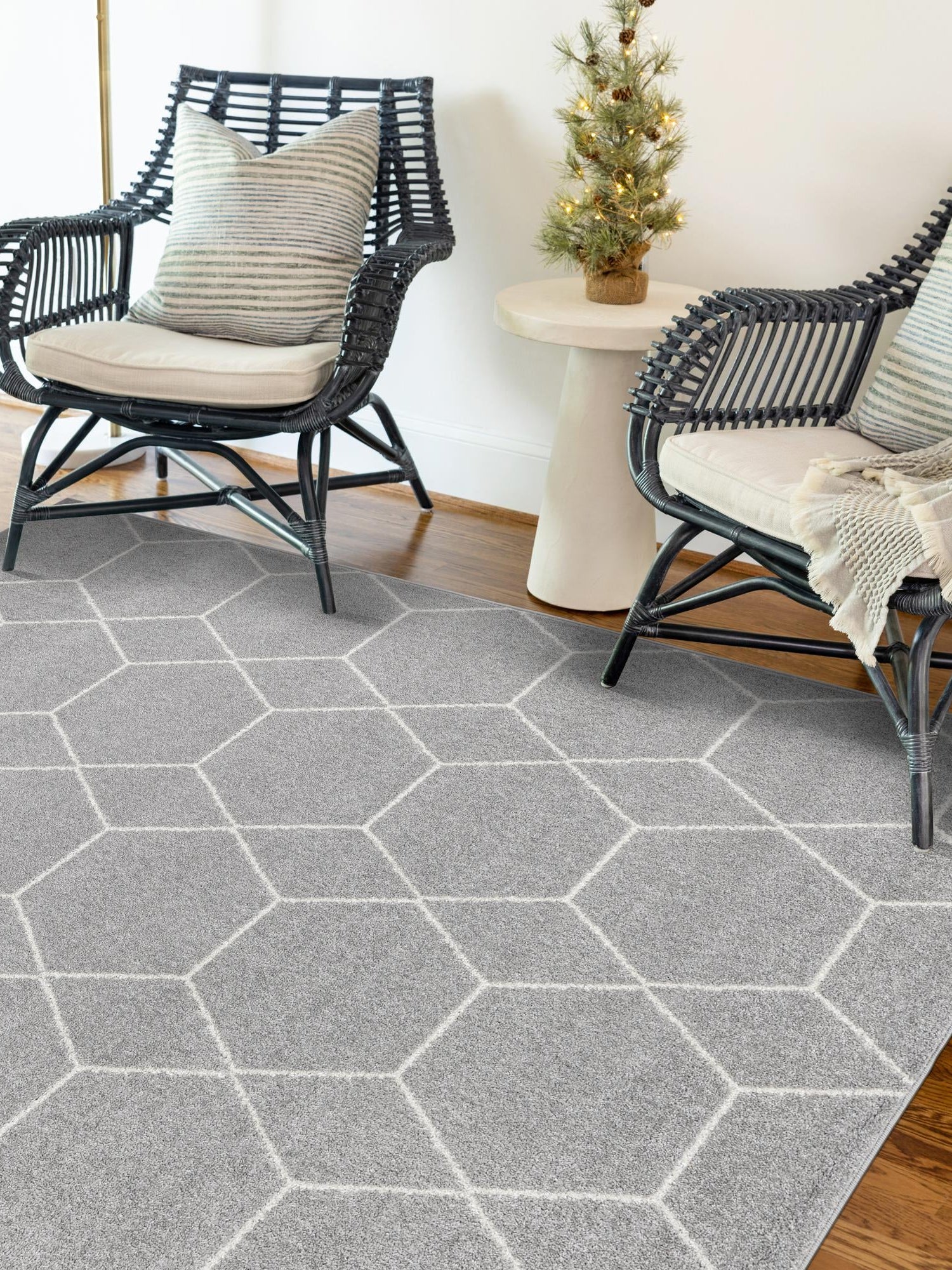 Light Gray 9' x 12' Trellis Frieze Rectangle Area Rug Geometric Modern Unique Stain Resistant Easy Clean Carpet for Living, Dining, Bedrooms, Office for Sale at Rug Engine