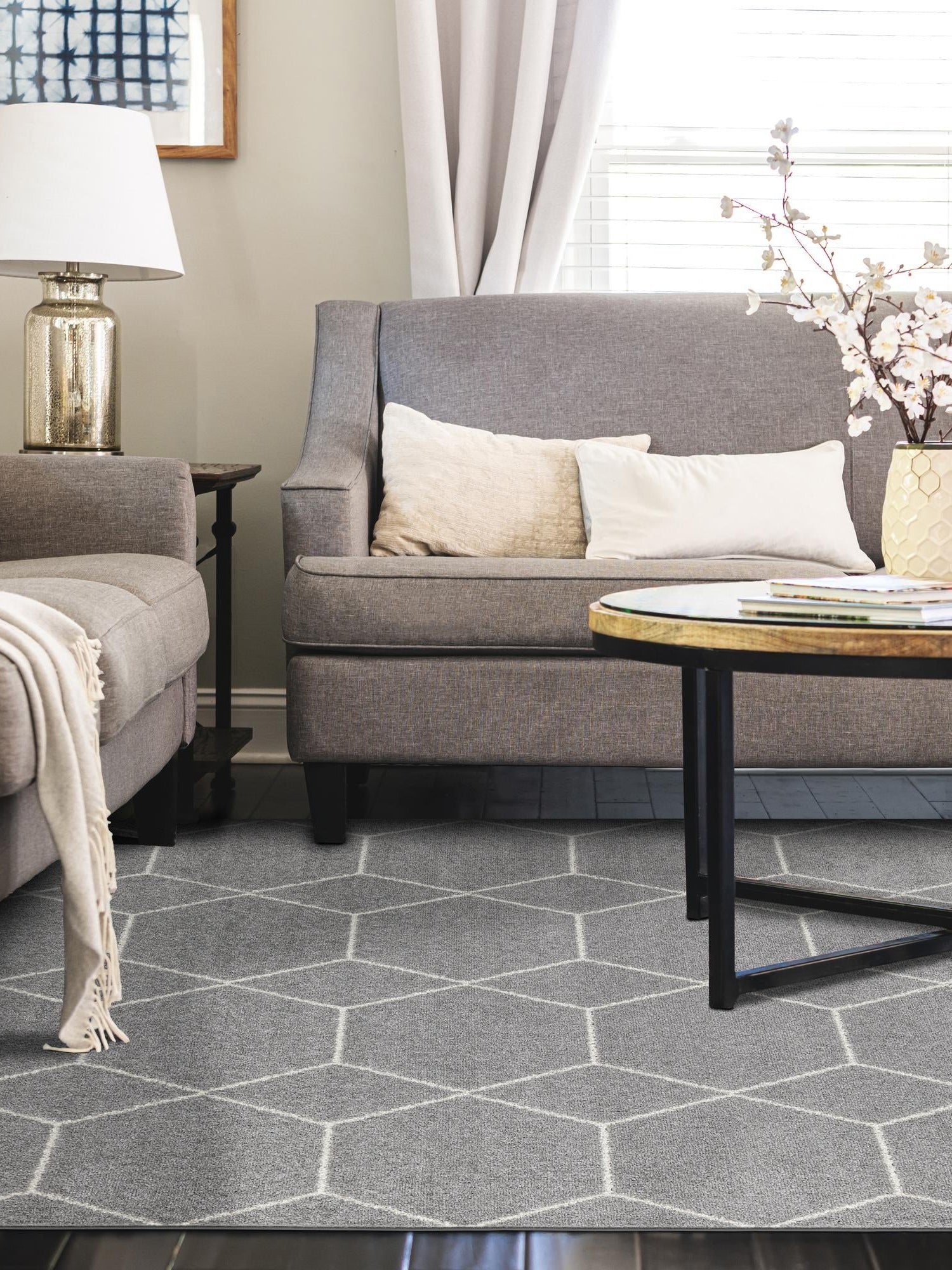 Light Gray 3' 1 x 5' 3 Trellis Frieze Rectangle Area Rug Geometric Modern Unique Stain Resistant Easy Clean Carpet for Living, Dining, Bedrooms, Office for Sale at Rug Engine
