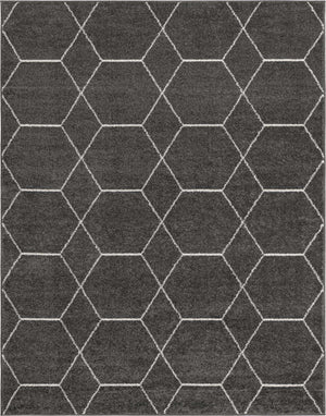 Dark Gray 7' 10 x 10' Trellis Frieze Rectangle Area Rug Geometric Modern Unique Stain Resistant Easy Clean Carpet for Living, Dining, Bedrooms, Office for Sale at Rug Engine