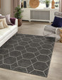 Dark Gray 7' 10 x 11' Trellis Frieze Rectangle Area Rug Geometric Modern Unique Stain Resistant Easy Clean Carpet for Living, Dining, Bedrooms, Office for Sale at Rug Engine
