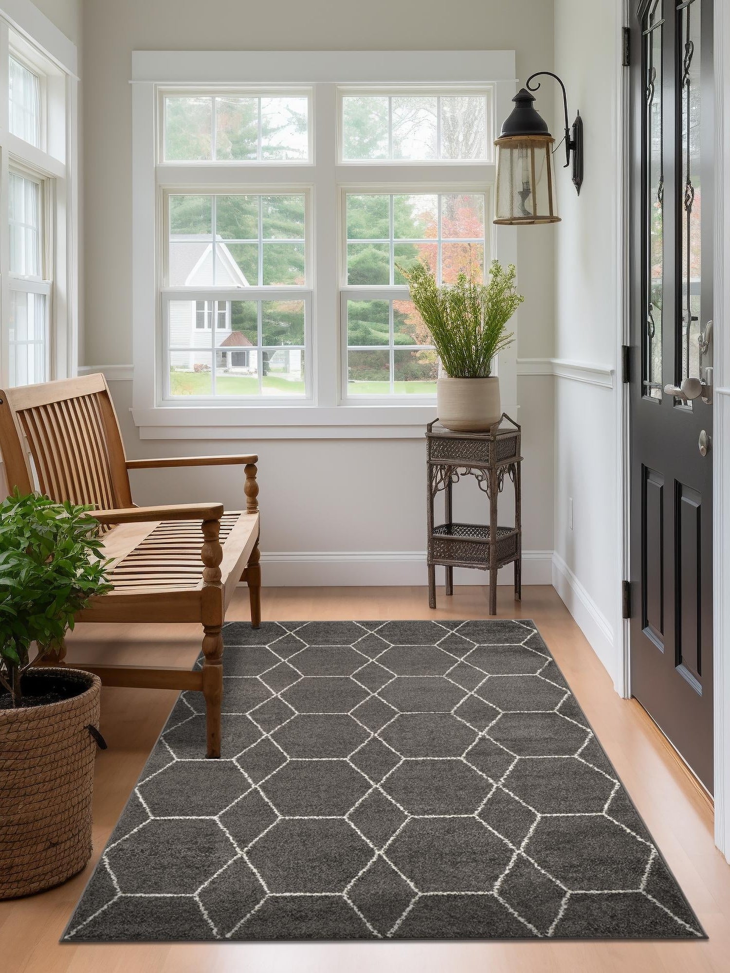 Dark Gray 12' x 16' 1 Trellis Frieze Rectangle Area Rug Geometric Modern Unique Stain Resistant Easy Clean Carpet for Living, Dining, Bedrooms, Office for Sale at Rug Engine