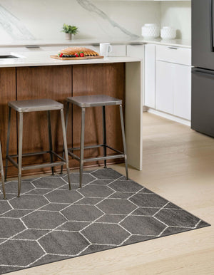 Dark Gray 12' x 16' 1 Trellis Frieze Rectangle Area Rug Geometric Modern Unique Stain Resistant Easy Clean Carpet for Living, Dining, Bedrooms, Office for Sale at Rug Engine