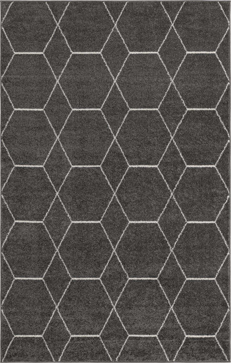 Dark Gray 5' 1 x 8' Trellis Frieze Rectangle Rug