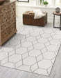 Ivory 3' 1 x 5' 3 Trellis Frieze Rectangle Area Rug Geometric Modern Unique Stain Resistant Easy Clean Carpet for Living, Dining, Bedrooms, Office for Sale at Rug Engine