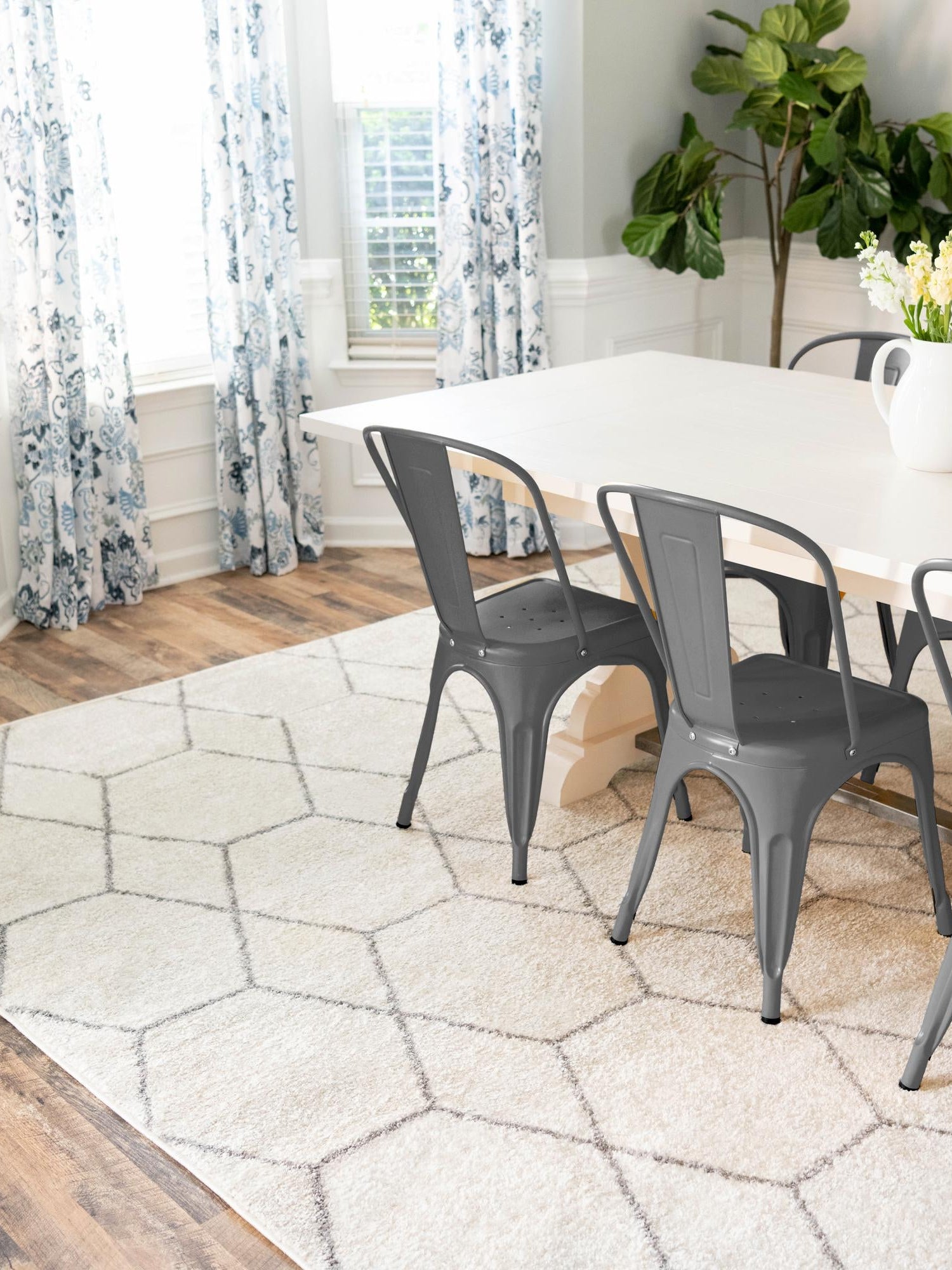Ivory 3' 1 x 5' 3 Trellis Frieze Rectangle Area Rug Geometric Modern Unique Stain Resistant Easy Clean Carpet for Living, Dining, Bedrooms, Office for Sale at Rug Engine