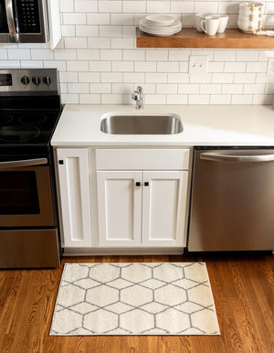 Ivory 7' 10 x 11' Trellis Frieze Rectangle Area Rug Geometric Modern Unique Stain Resistant Easy Clean Carpet for Living, Dining, Bedrooms, Office for Sale at Rug Engine