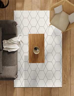 Ivory 7' 10 x 10' Trellis Frieze Rectangle Area Rug Geometric Modern Unique Stain Resistant Easy Clean Carpet for Living, Dining, Bedrooms, Office for Sale at Rug Engine