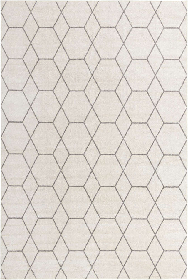 Ivory 4' 1 x 6' 1 Trellis Frieze Rectangle Area Rug Geometric Modern Unique Stain Resistant Easy Clean Carpet for Living, Dining, Bedrooms, Office for Sale at Rug Engine