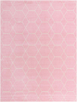 Light Pink 9' x 12' Trellis Frieze Rectangle Area Rug Geometric Modern Unique Stain Resistant Easy Clean Carpet for Living, Dining, Bedrooms, Office for Sale at Rug Engine