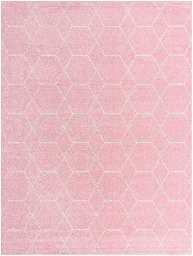 Light Pink 9' x 12' Trellis Frieze Rectangle Area Rug Geometric Modern Unique Stain Resistant Easy Clean Carpet for Living, Dining, Bedrooms, Office for Sale at Rug Engine