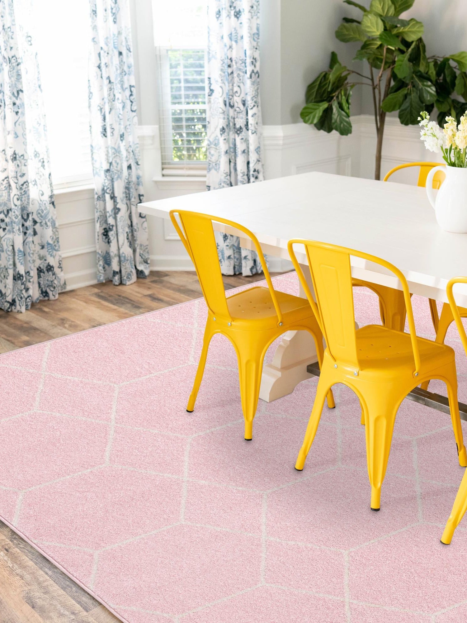 Light Pink 2' x 3' 1 Trellis Frieze Rectangle Area Rug Geometric Modern Unique Stain Resistant Easy Clean Carpet for Living, Dining, Bedrooms, Office for Sale at Rug Engine