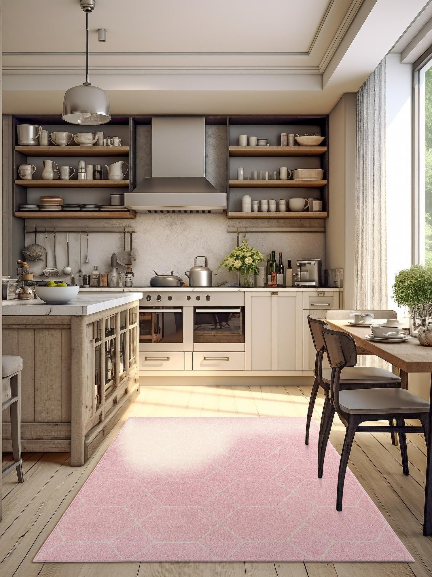 Light Pink 2' x 3' 1 Trellis Frieze Rectangle Area Rug Geometric Modern Unique Stain Resistant Easy Clean Carpet for Living, Dining, Bedrooms, Office for Sale at Rug Engine