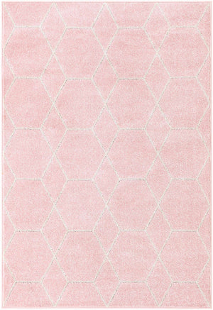 Light Pink 4' 1 x 6' 1 Trellis Frieze Rectangle Area Rug Geometric Modern Unique Stain Resistant Easy Clean Carpet for Living, Dining, Bedrooms, Office for Sale at Rug Engine