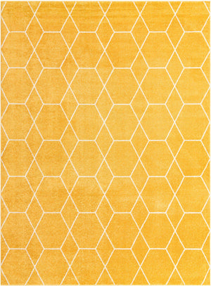 Yellow 9' x 12' Trellis Frieze Rectangle Area Rug Geometric Modern Unique Stain Resistant Easy Clean Carpet for Living, Dining, Bedrooms, Office for Sale at Rug Engine