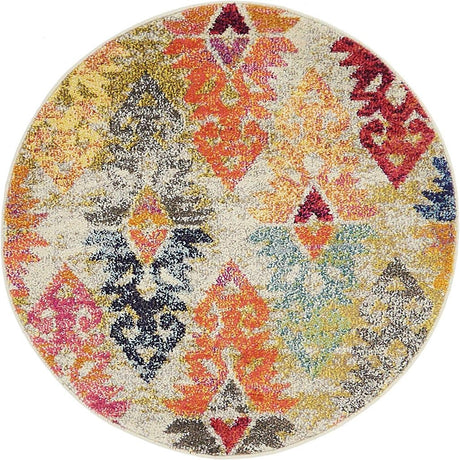 Multicolor 3' 3 x 3' 3 Sedona Round Area Rug Durable Long Lasting Carpet for Living Rooms, Kitchen, Bedrooms, Office Space, Dorms for Sale at Rug Engine