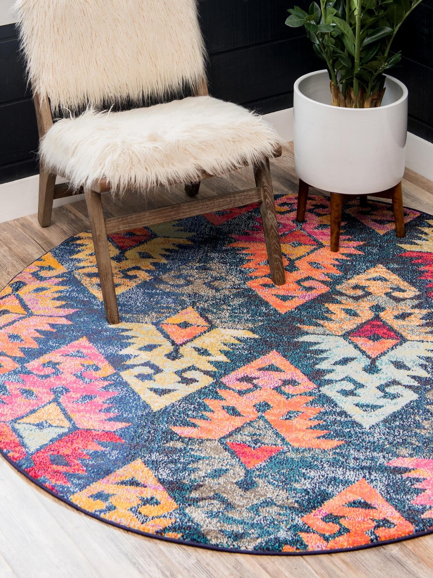 Navy Blue 6' 1 x 6' 1 Sedona Round Area Rug