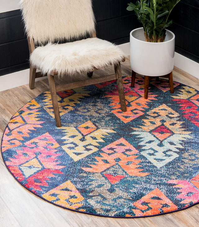 Navy Blue 6' 1 x 6' 1 Sedona Round Area Rug
