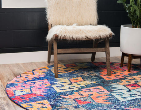 Navy Blue 6' 1 x 6' 1 Sedona Round Area Rug Durable Long Lasting Carpet for Living Rooms, Kitchen, Bedrooms, Office Space, Dorms for Sale at Rug Engine