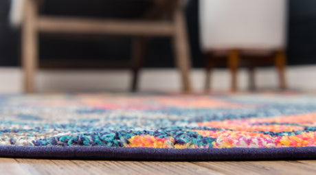 Navy Blue 6' 1 x 6' 1 Sedona Round Area Rug Durable Long Lasting Carpet for Living Rooms, Kitchen, Bedrooms, Office Space, Dorms for Sale at Rug Engine
