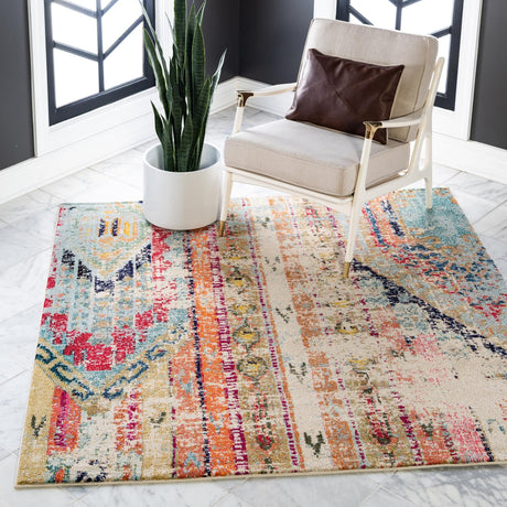 Multicolor 5' x 5' Sedona Square Area Rug Durable Long Lasting Carpet for Living Rooms, Kitchen, Bedrooms, Office Space, Dorms for Sale at Rug Engine