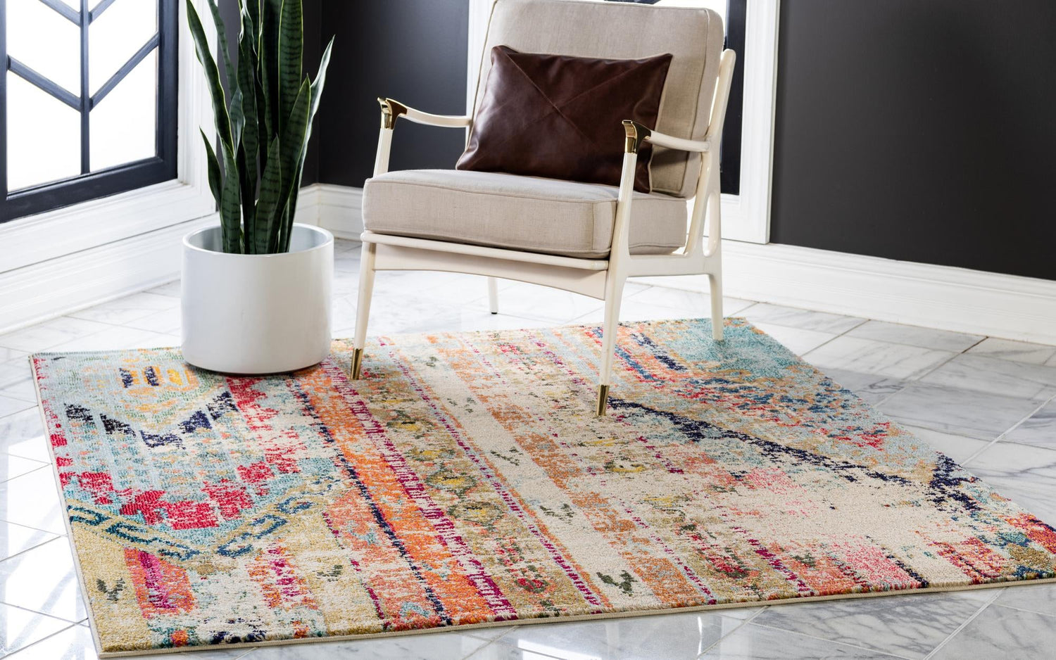 Multicolor 5' x 5' Sedona Square Area Rug