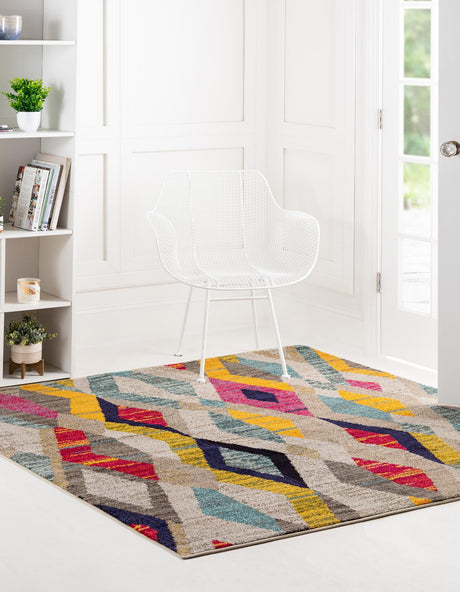 Multicolor 6' 1 x 6' 1 Sedona Square Area Rug Durable Long Lasting Carpet for Living Rooms, Kitchen, Bedrooms, Office Space, Dorms for Sale at Rug Engine