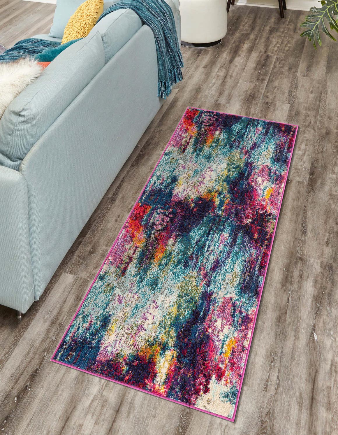 Multicolor 2' x 6' 1 Chromatic Runner Area Rug 100% Polypropylene With Cotton Backing Abstract Modern Colorful Carpet Mat for Home Decor & Interior Design for Sale at Rug Engine