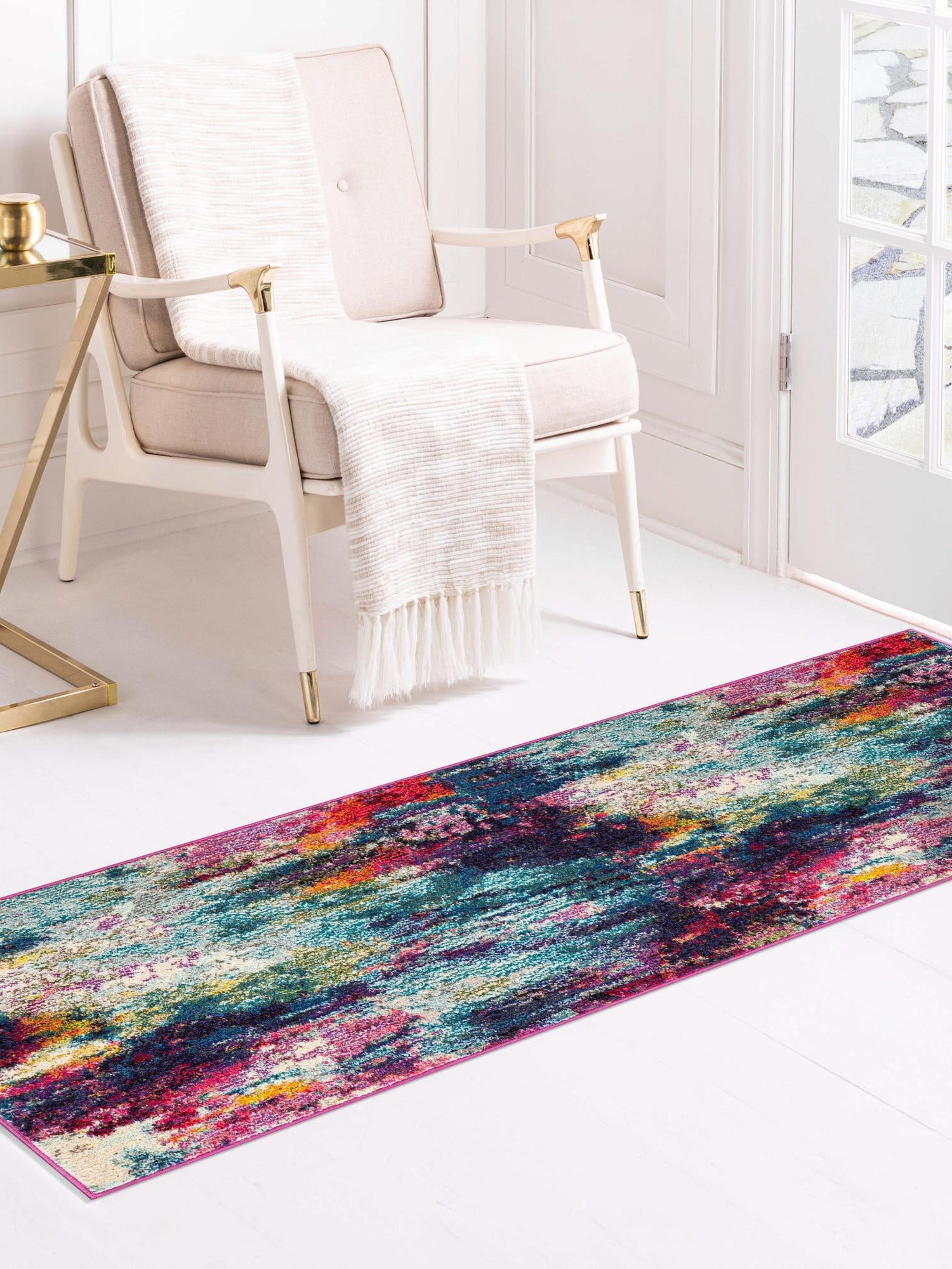 Multicolor 2' 7 x 13' 1 Chromatic Runner Area Rug 100% Polypropylene With Cotton Backing Abstract Modern Colorful Carpet Mat for Home Decor & Interior Design for Sale at Rug Engine